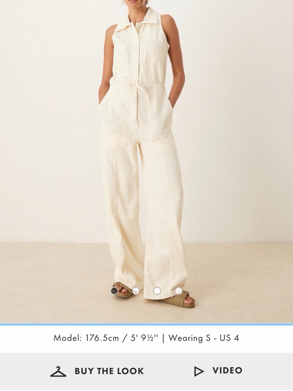 Mango Cream Sleeveless Utility Jumpsuit